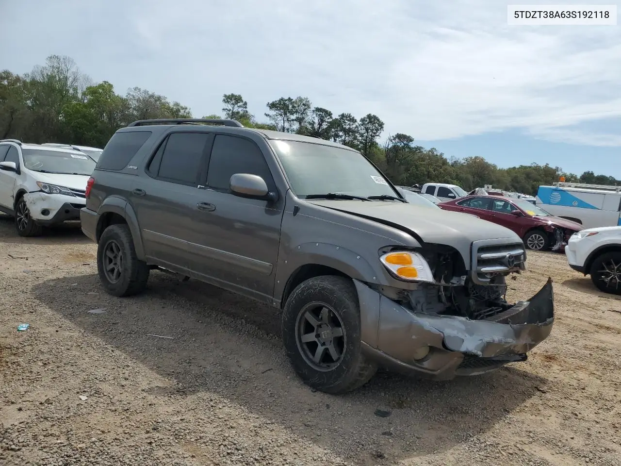 2003 Toyota Sequoia Limited VIN: 5TDZT38A63S192118 Lot: 57279075