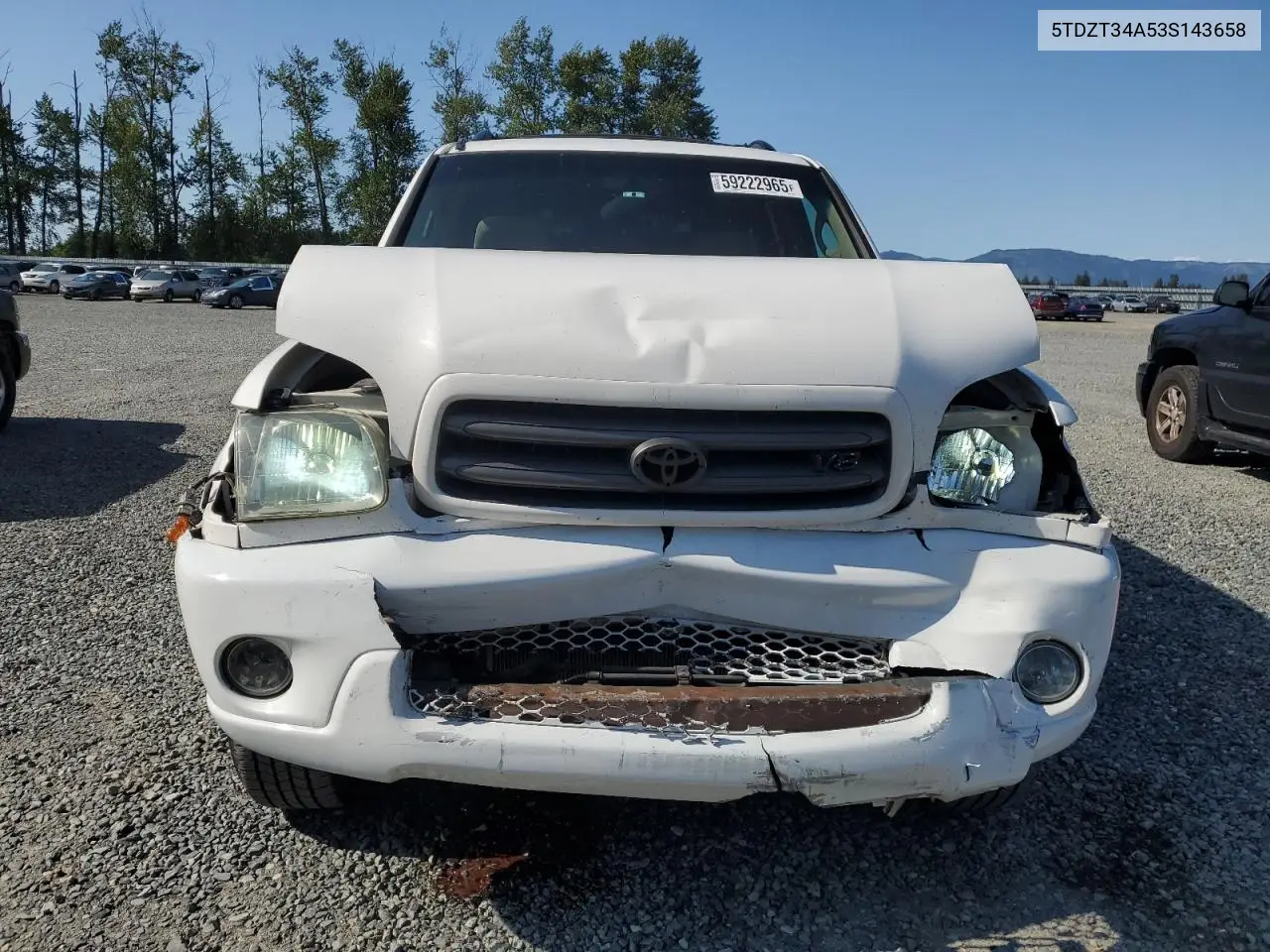 2003 Toyota Sequoia Sr5 VIN: 5TDZT34A53S143658 Lot: 59222965