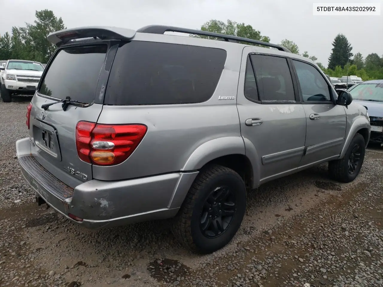 2003 Toyota Sequoia Limited VIN: 5TDBT48A43S202992 Lot: 62960495