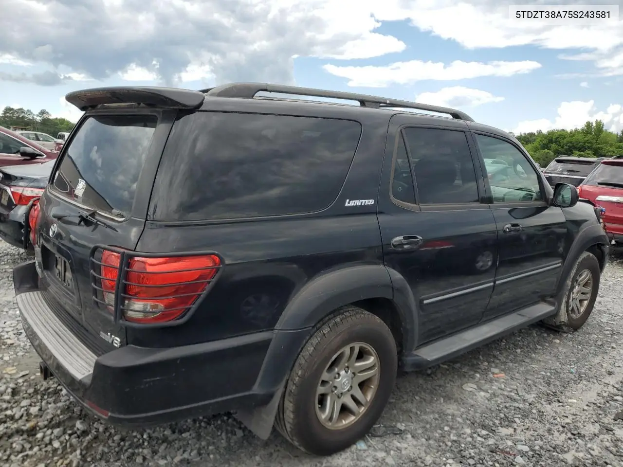 2005 Toyota Sequoia Limited VIN: 5TDZT38A75S243581 Lot: 55972285