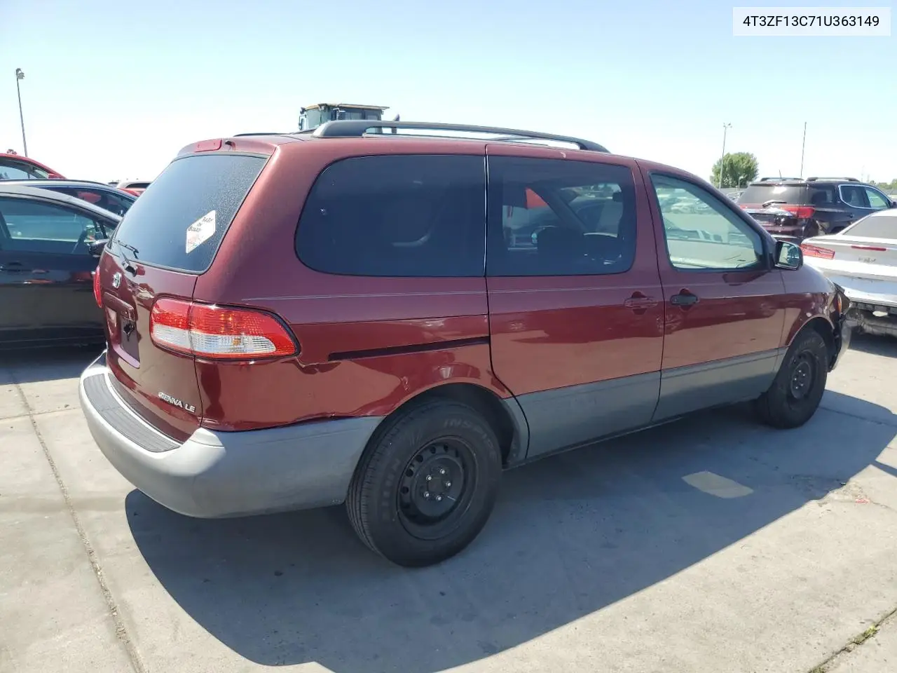 2001 Toyota Sienna Le VIN: 4T3ZF13C71U363149 Lot: 62195415