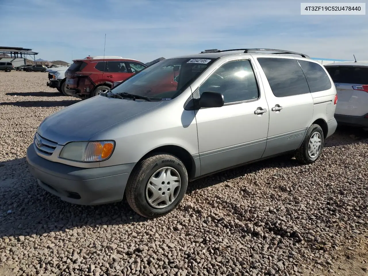 2002 Toyota Sienna Ce VIN: 4T3ZF19C52U478440 Lot: 42342105