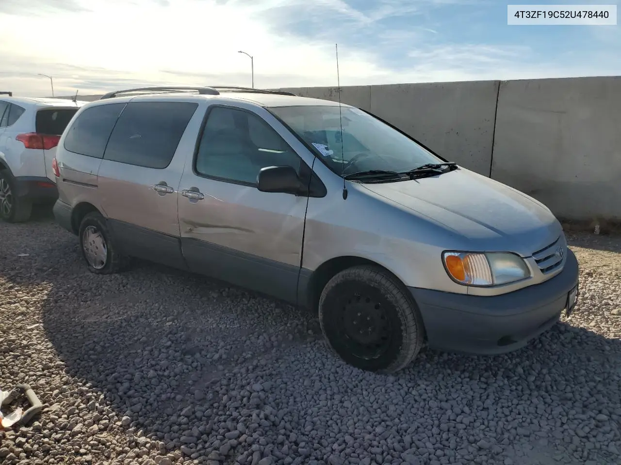 2002 Toyota Sienna Ce VIN: 4T3ZF19C52U478440 Lot: 42342105