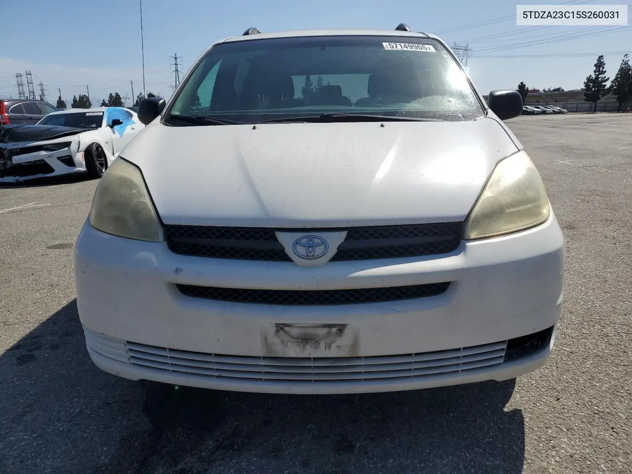 2005 Toyota Sienna Ce VIN: 5TDZA23C15S260031 Lot: 57149965