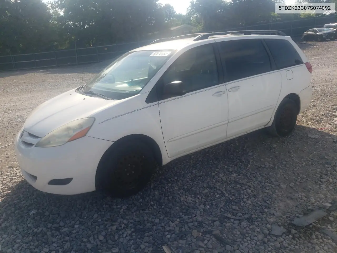 2007 Toyota Sienna Ce VIN: 5TDZK23C07S074092 Lot: 62870795