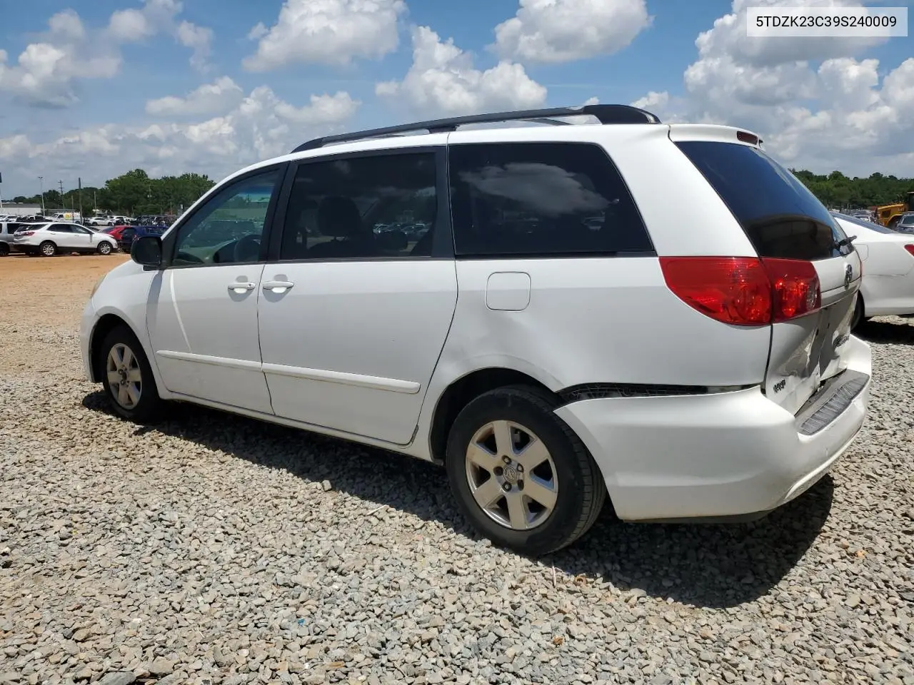 2009 Toyota Sienna Ce VIN: 5TDZK23C39S240009 Lot: 62759885