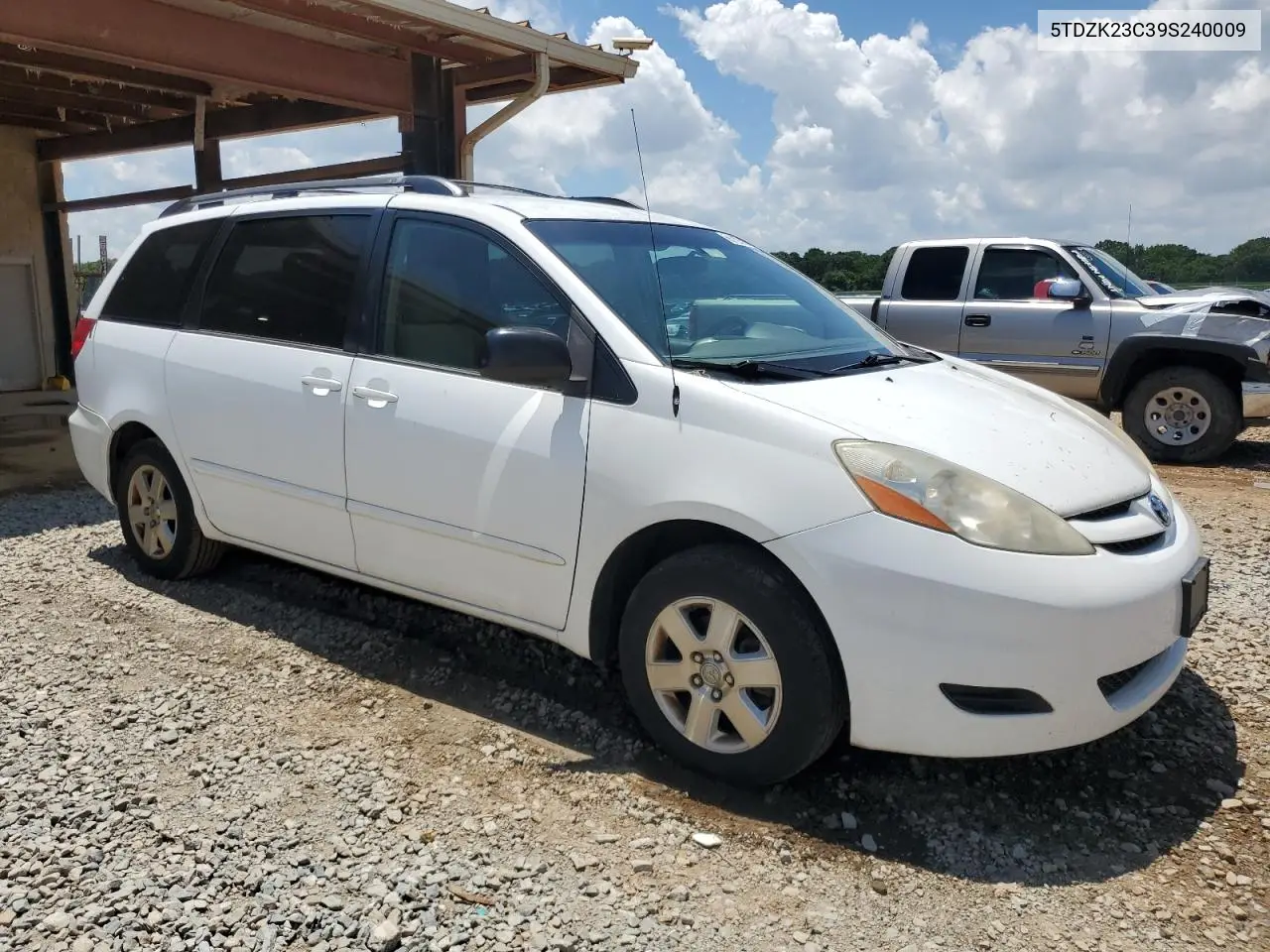 2009 Toyota Sienna Ce VIN: 5TDZK23C39S240009 Lot: 62759885