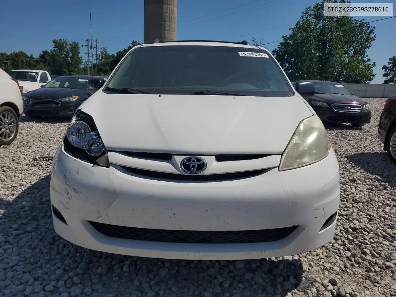 2009 Toyota Sienna Ce VIN: 5TDZK23C59S278616 Lot: 62843345