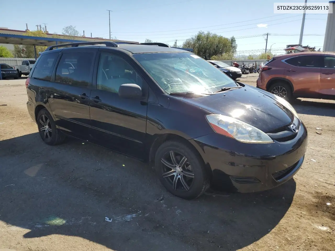 2009 Toyota Sienna Ce VIN: 5TDZK23C59S259113 Lot: 63120495