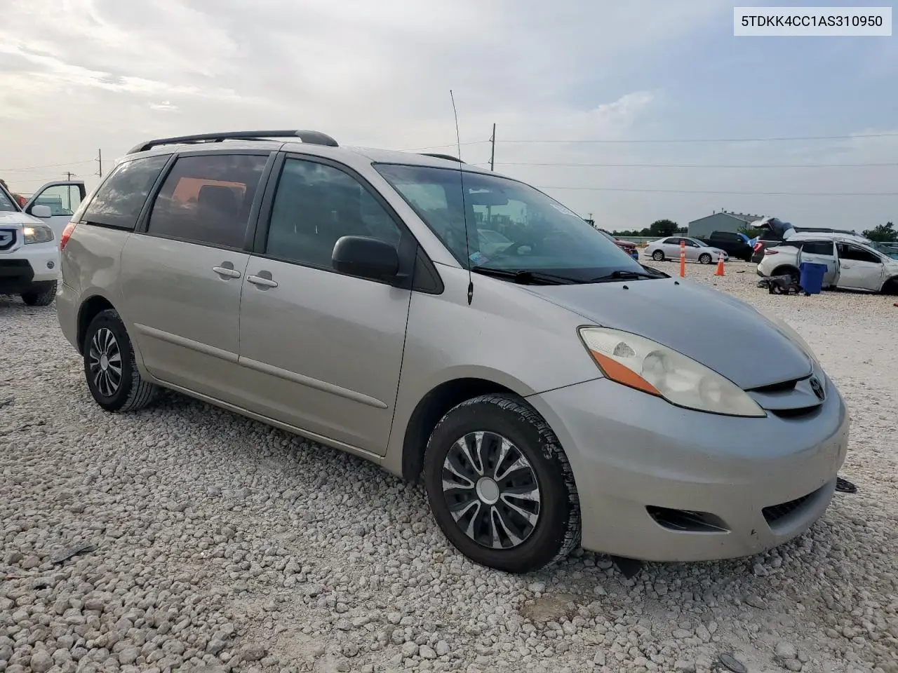 2010 Toyota Sienna Ce VIN: 5TDKK4CC1AS310950 Lot: 63157525