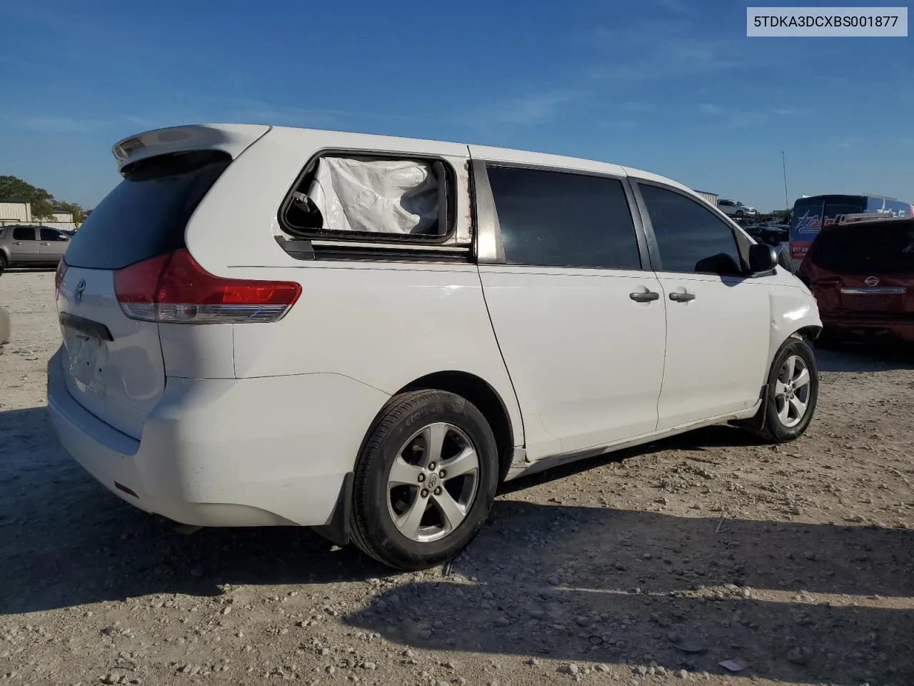 2011 Toyota Sienna Base VIN: 5TDKA3DCXBS001877 Lot: 42191515