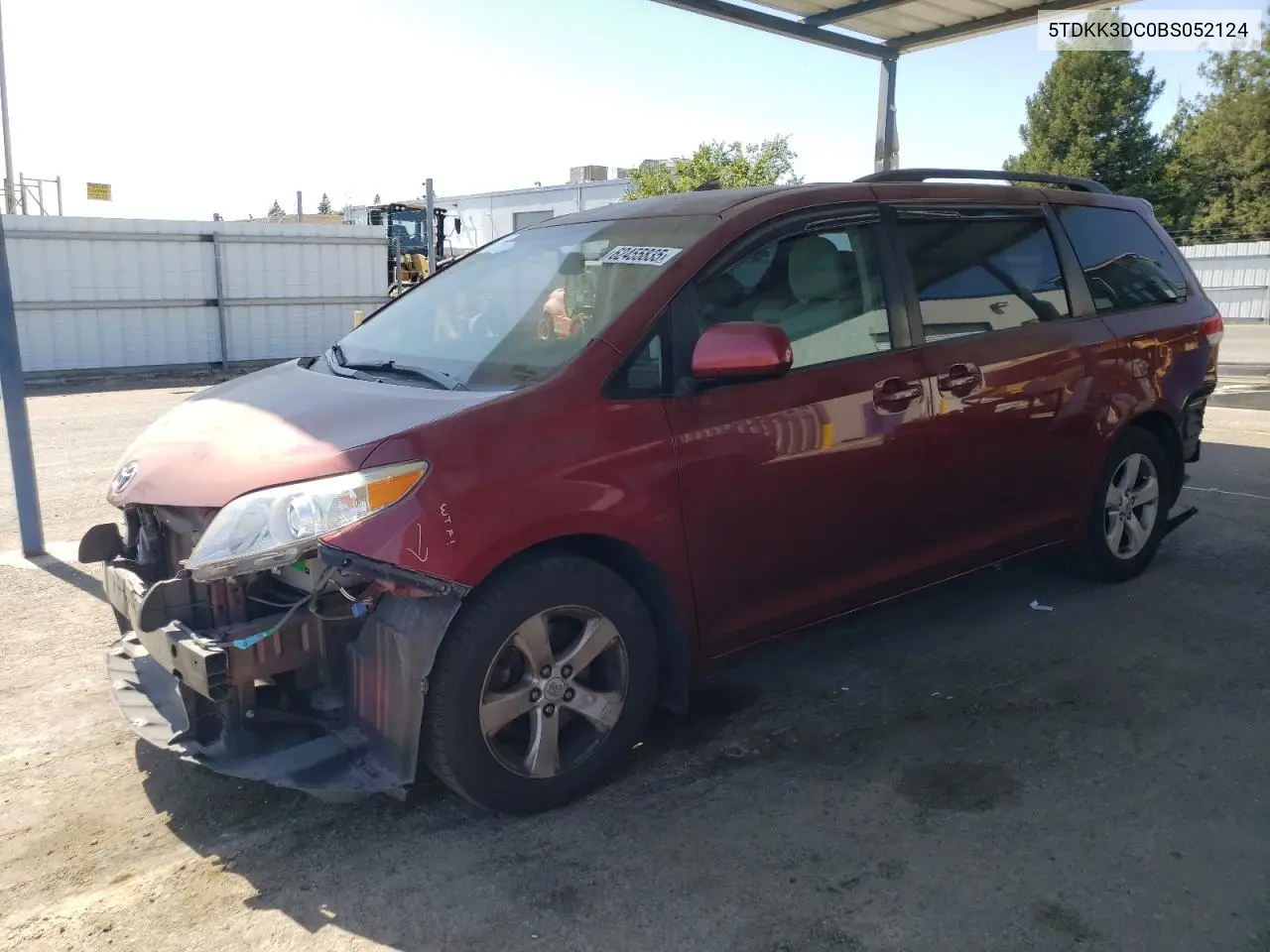 2011 Toyota Sienna Le VIN: 5TDKK3DC0BS052124 Lot: 62455835