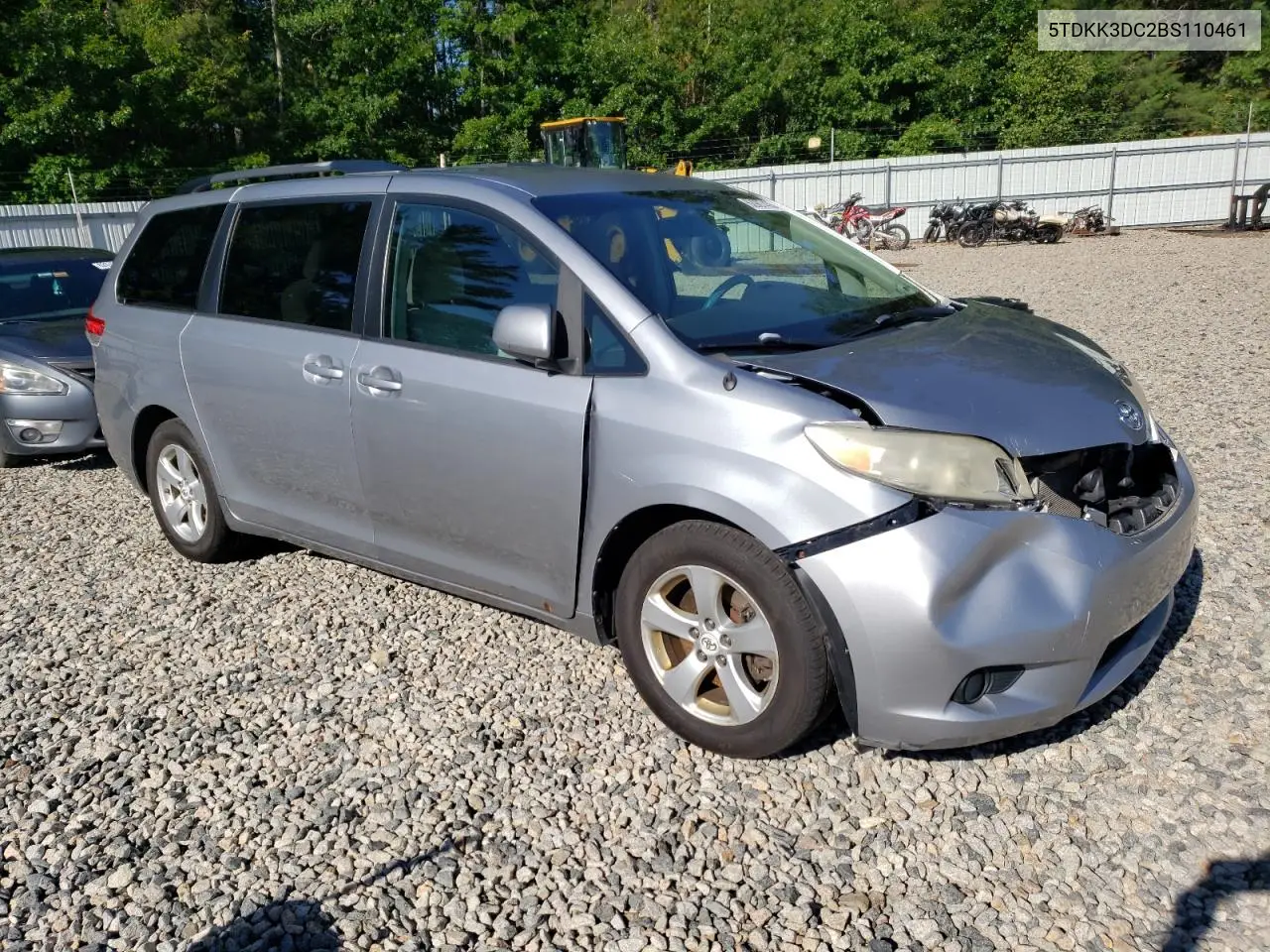 2011 Toyota Sienna Le VIN: 5TDKK3DC2BS110461 Lot: 62907435