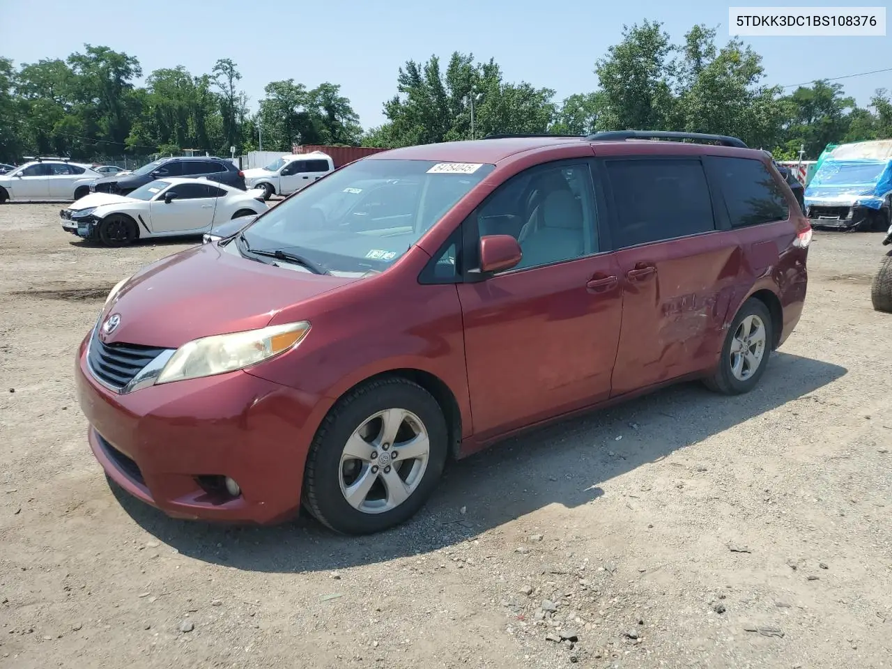 2011 Toyota Sienna Le VIN: 5TDKK3DC1BS108376 Lot: 64754045