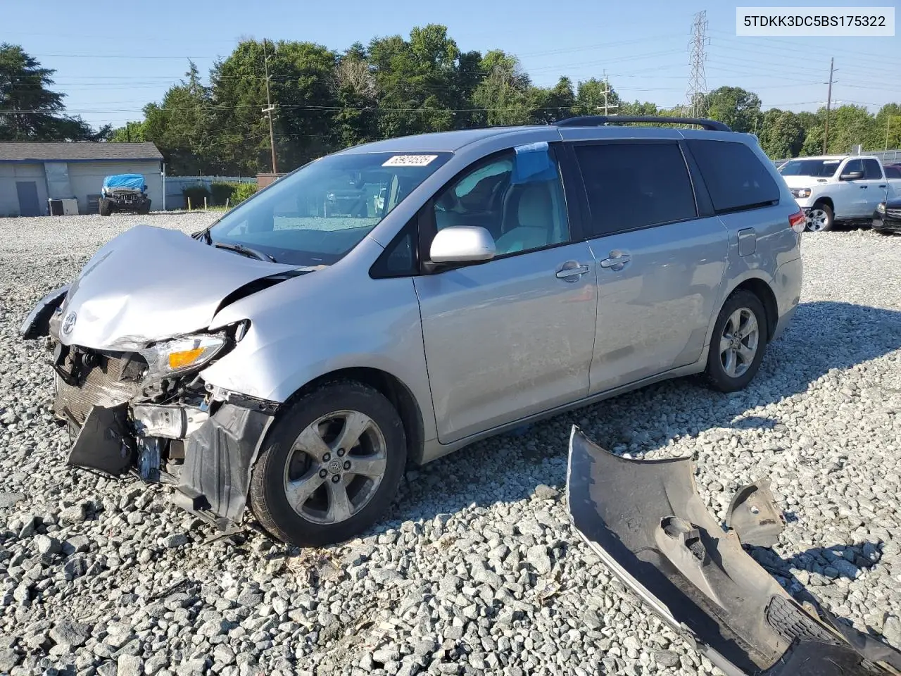 2011 Toyota Sienna Le VIN: 5TDKK3DC5BS175322 Lot: 65924535
