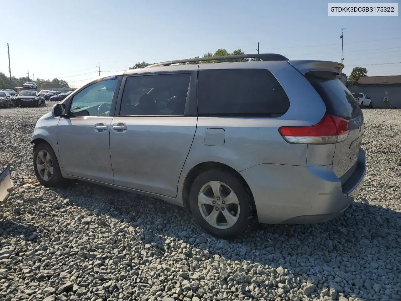 2011 Toyota Sienna Le VIN: 5TDKK3DC5BS175322 Lot: 65924535