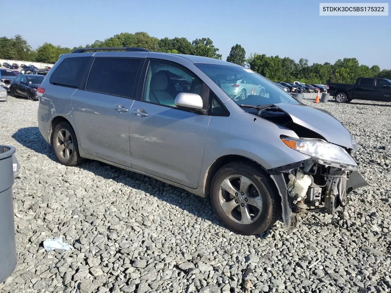 2011 Toyota Sienna Le VIN: 5TDKK3DC5BS175322 Lot: 65924535