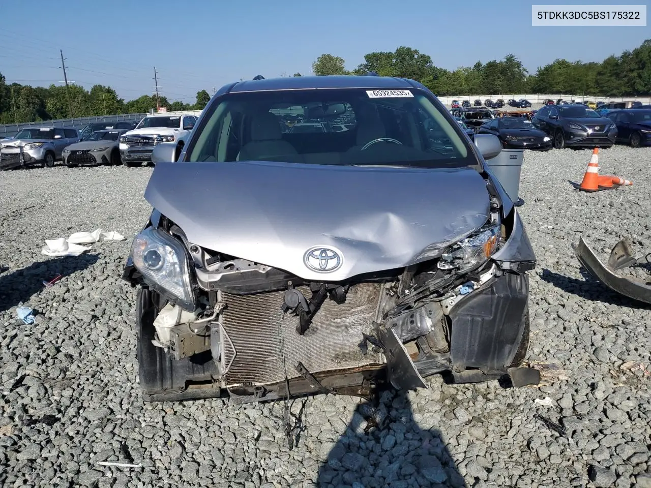 2011 Toyota Sienna Le VIN: 5TDKK3DC5BS175322 Lot: 65924535
