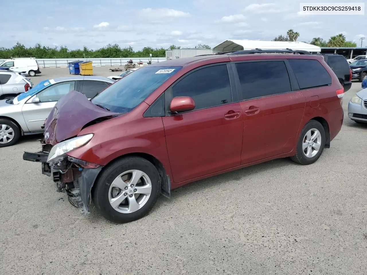 2012 Toyota Sienna Le VIN: 5TDKK3DC9CS259418 Lot: 53755945