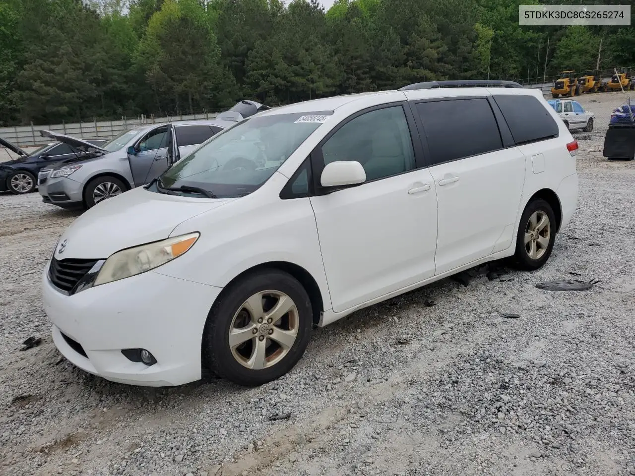 2012 Toyota Sienna Le VIN: 5TDKK3DC8CS265274 Lot: 54058245