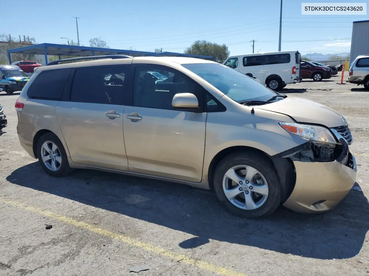 2012 Toyota Sienna Le VIN: 5TDKK3DC1CS243620 Lot: 56603945