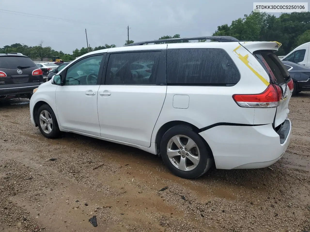 2012 Toyota Sienna Le VIN: 5TDKK3DC0CS250106 Lot: 62663145