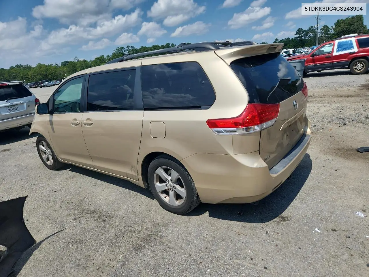 2012 Toyota Sienna Le VIN: 5TDKK3DC4CS243904 Lot: 62687655