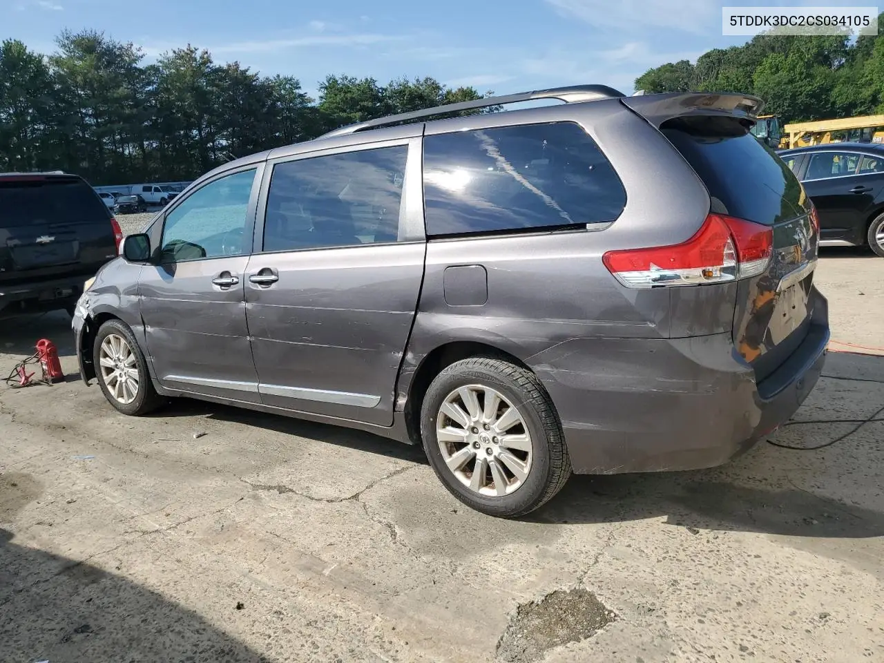 2012 Toyota Sienna Xle VIN: 5TDDK3DC2CS034105 Lot: 62735765
