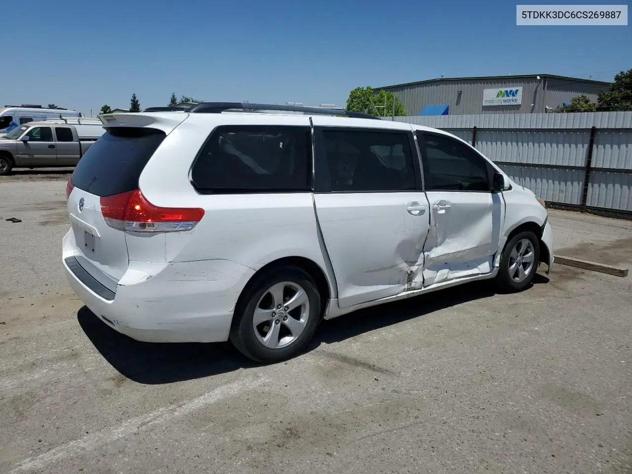 2012 Toyota Sienna Le VIN: 5TDKK3DC6CS269887 Lot: 62928695