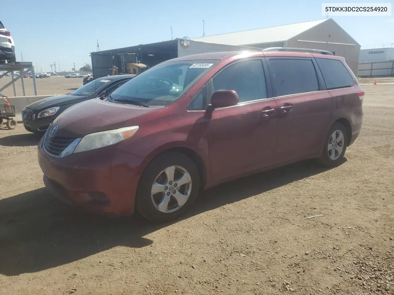 2012 Toyota Sienna Le VIN: 5TDKK3DC2CS254920 Lot: 63150495