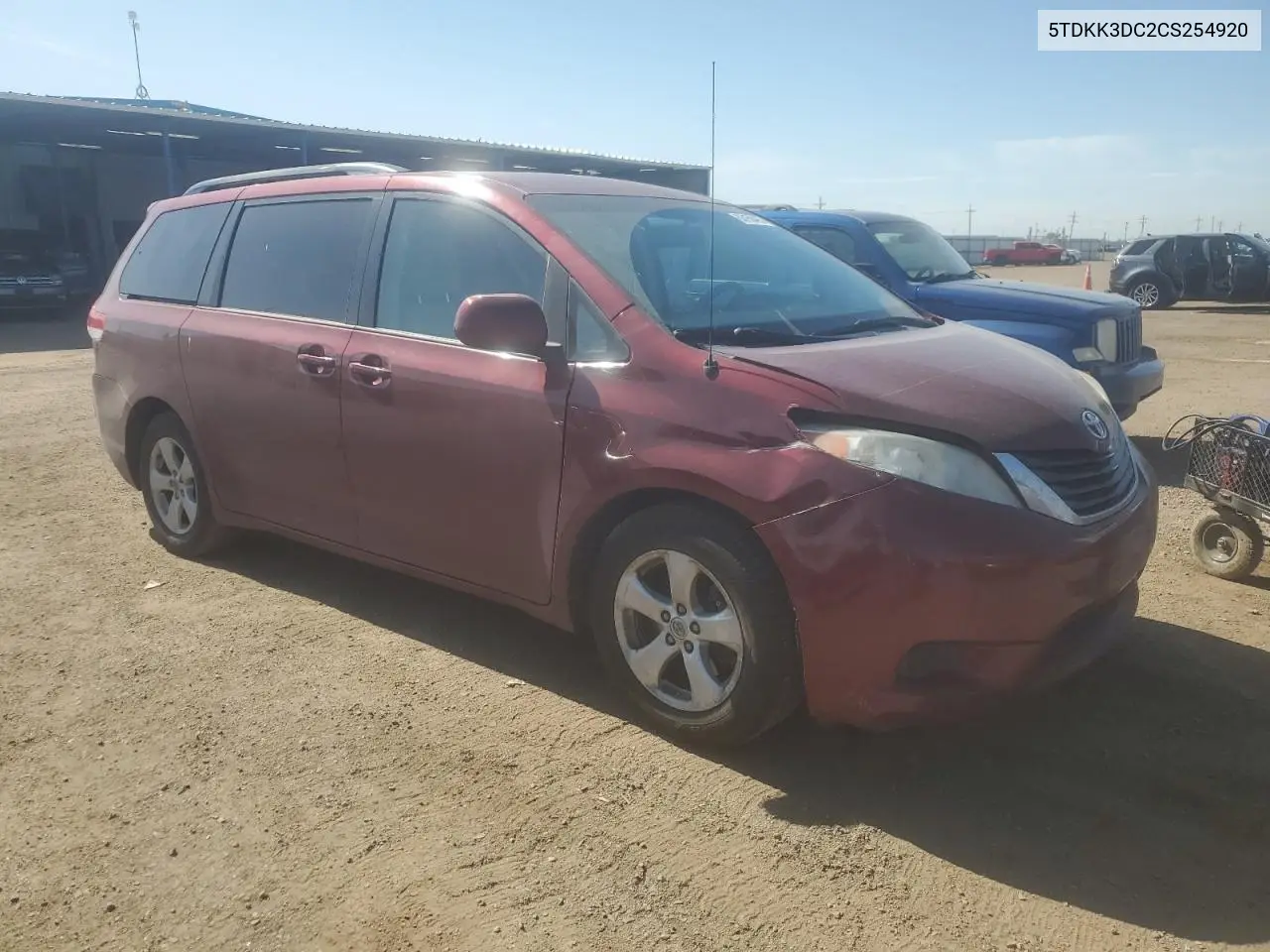 2012 Toyota Sienna Le VIN: 5TDKK3DC2CS254920 Lot: 63150495