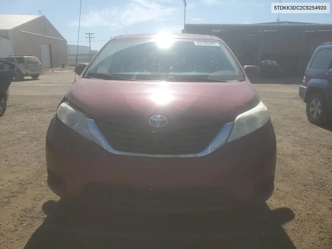 2012 Toyota Sienna Le VIN: 5TDKK3DC2CS254920 Lot: 63150495