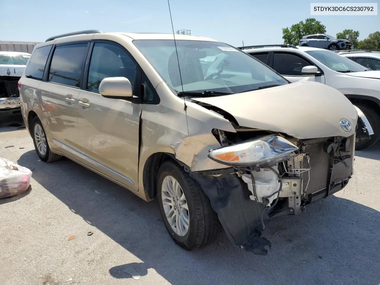 2012 Toyota Sienna Xle VIN: 5TDYK3DC6CS230792 Lot: 65828265