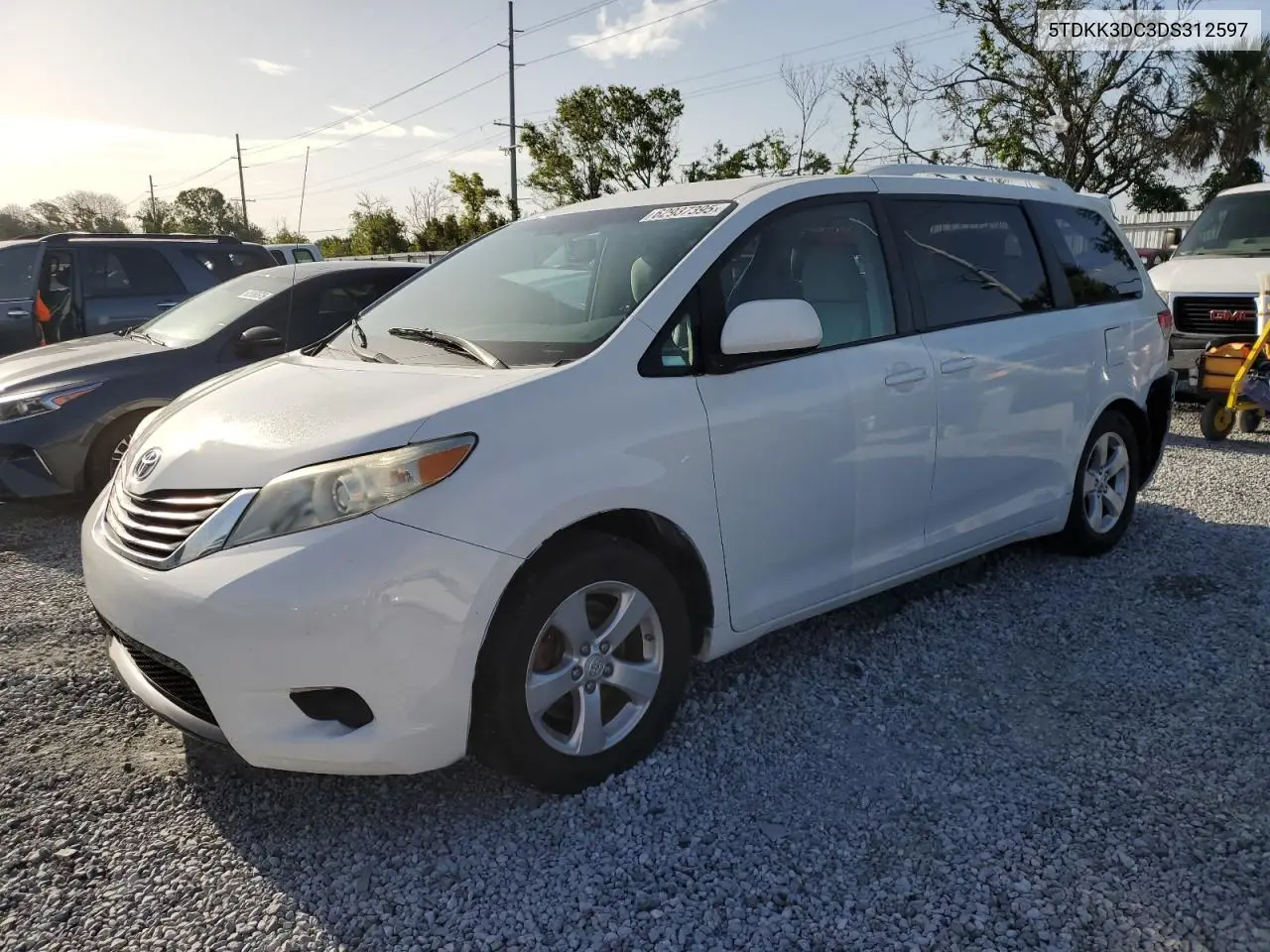 2013 Toyota Sienna Le VIN: 5TDKK3DC3DS312597 Lot: 62937395
