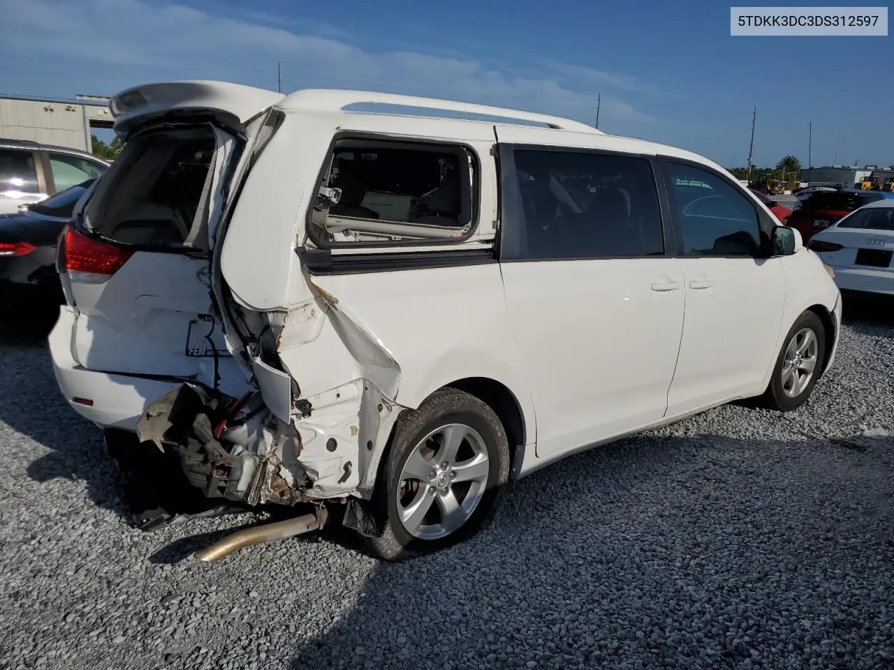 2013 Toyota Sienna Le VIN: 5TDKK3DC3DS312597 Lot: 62937395