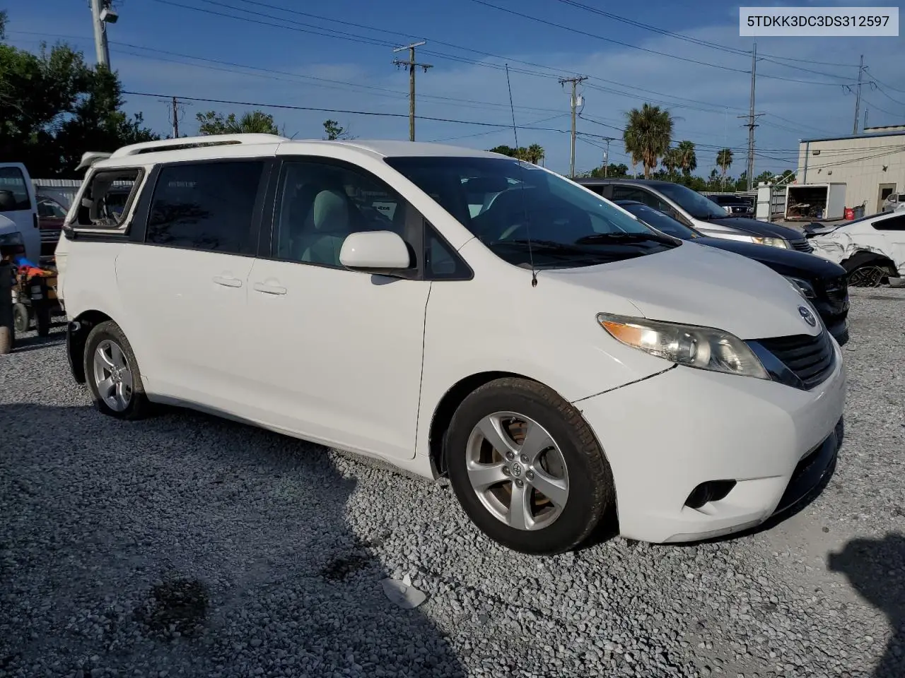 2013 Toyota Sienna Le VIN: 5TDKK3DC3DS312597 Lot: 62937395