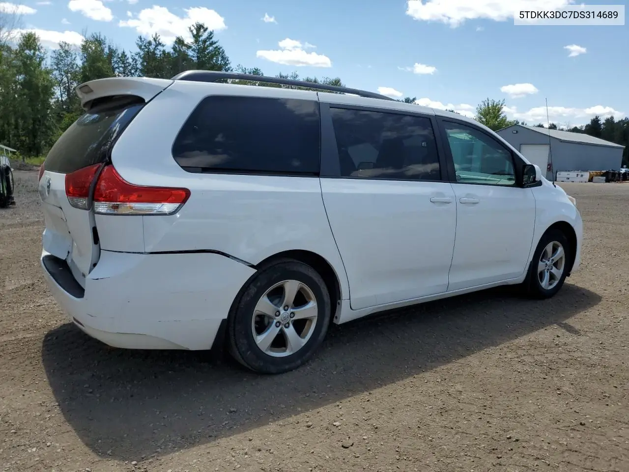 2013 Toyota Sienna Le VIN: 5TDKK3DC7DS314689 Lot: 62989595