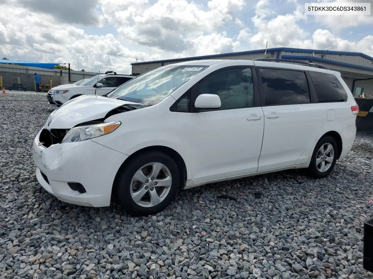 2013 Toyota Sienna Le VIN: 5TDKK3DC6DS343861 Lot: 65711475