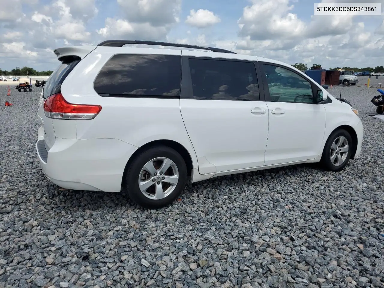 2013 Toyota Sienna Le VIN: 5TDKK3DC6DS343861 Lot: 65711475