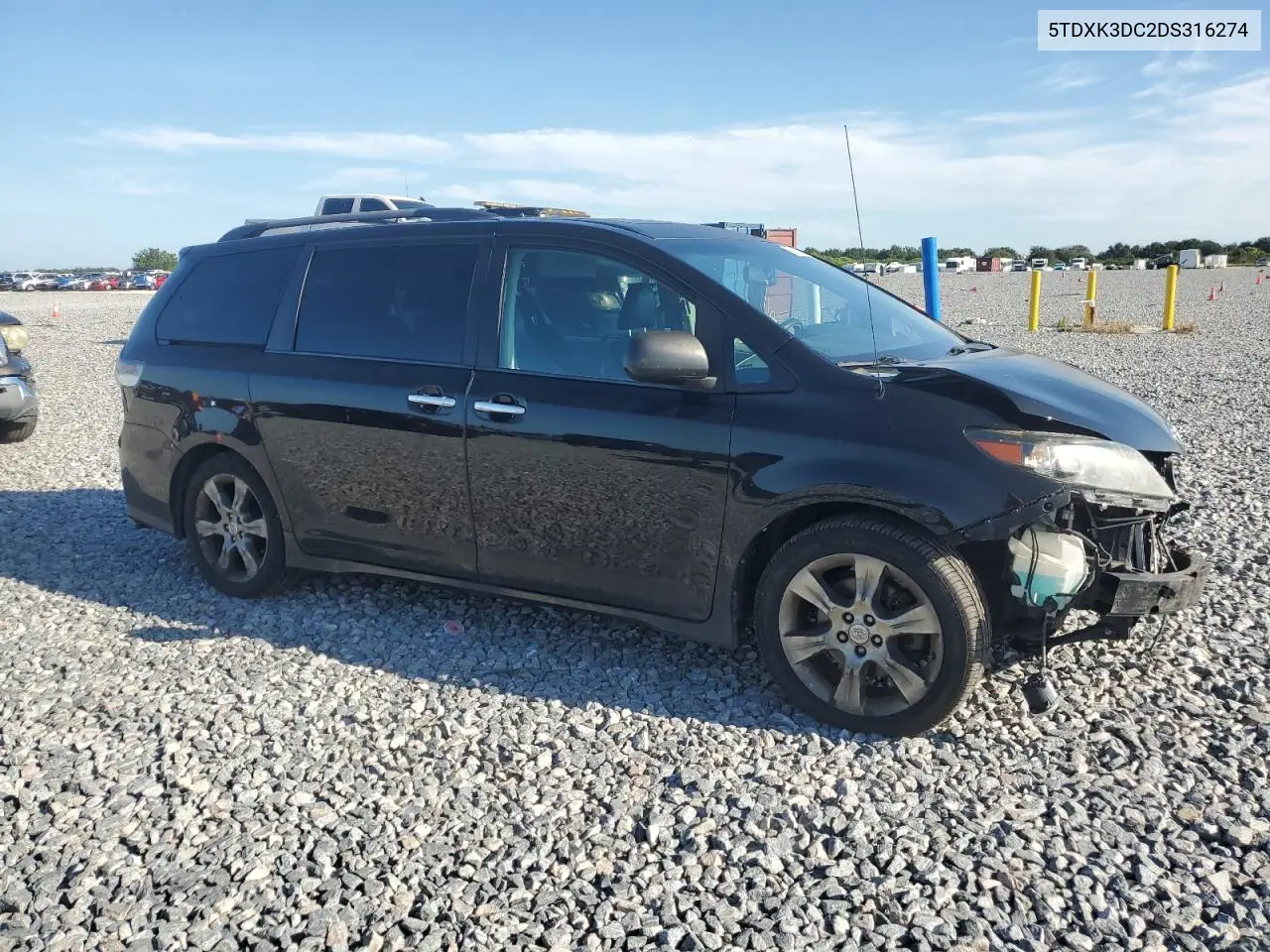 2013 Toyota Sienna Sport VIN: 5TDXK3DC2DS316274 Lot: 66160505