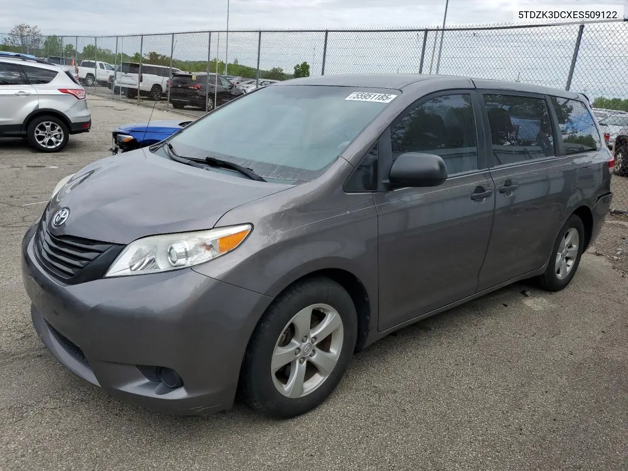 2014 Toyota Sienna VIN: 5TDZK3DCXES509122 Lot: 55951185