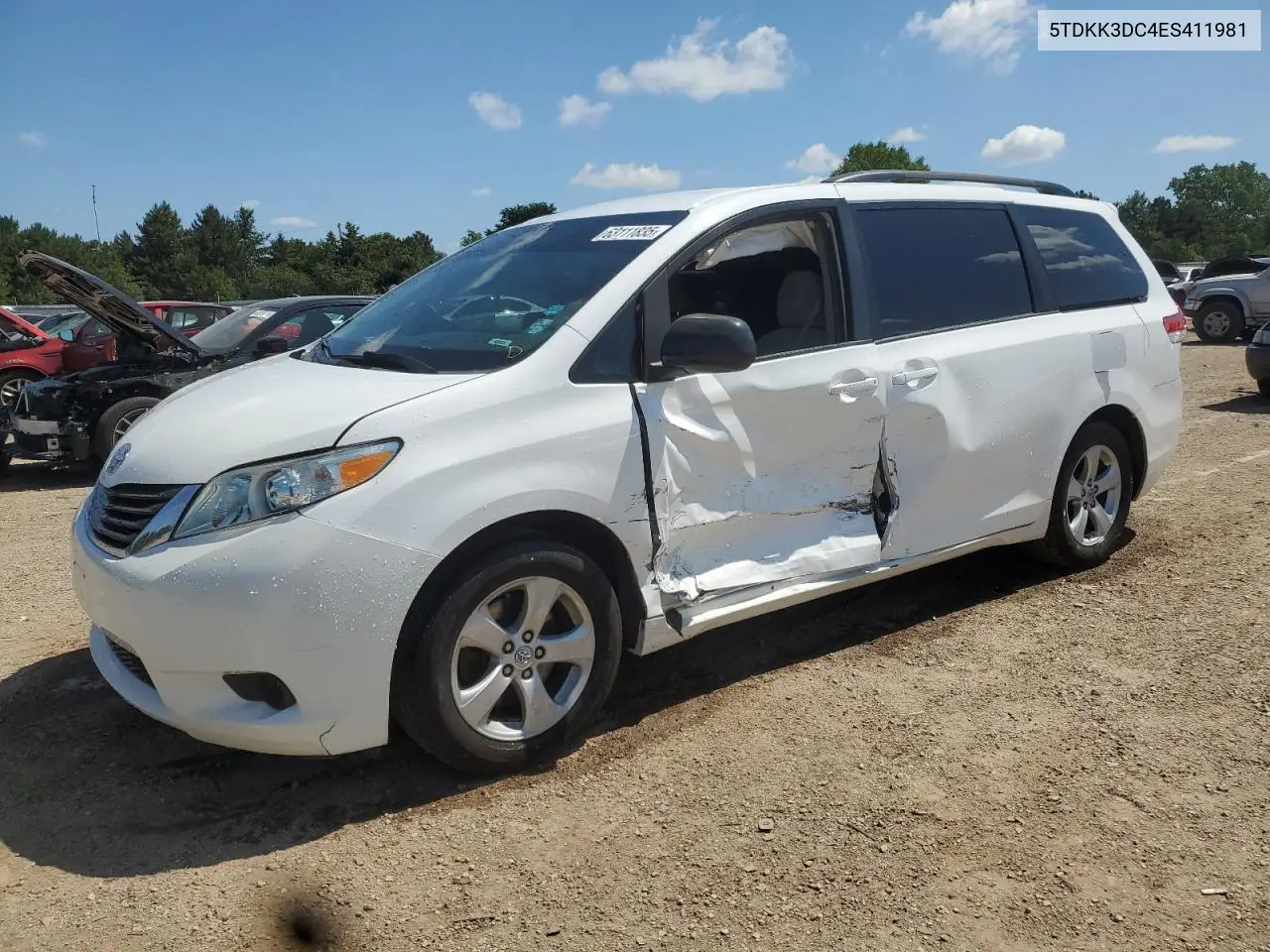 2014 Toyota Sienna Le VIN: 5TDKK3DC4ES411981 Lot: 63111835