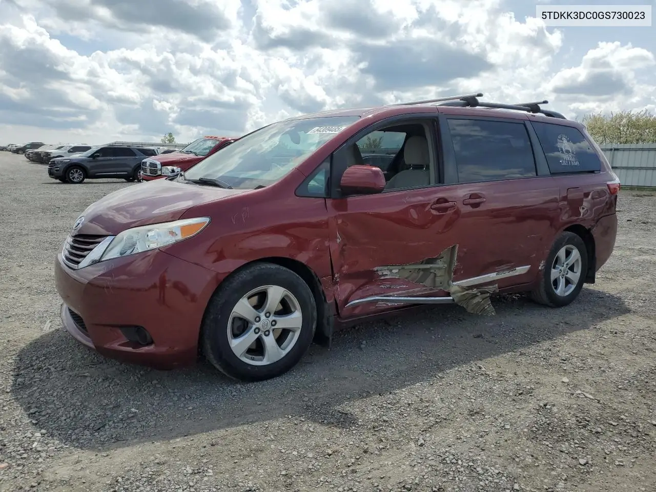 2016 Toyota Sienna Le VIN: 5TDKK3DC0GS730023 Lot: 54309485
