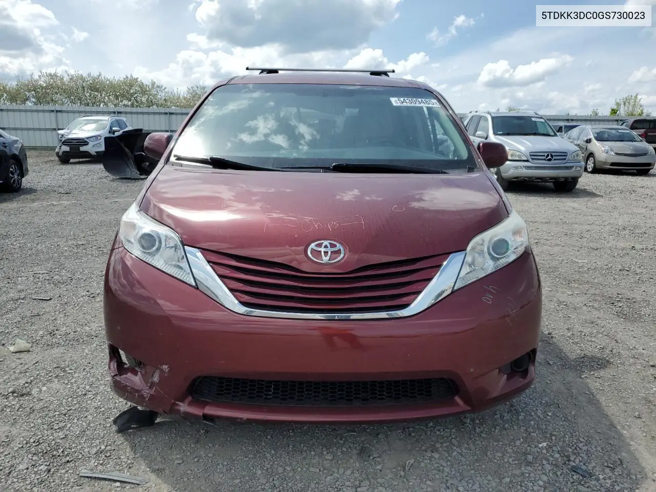 2016 Toyota Sienna Le VIN: 5TDKK3DC0GS730023 Lot: 54309485