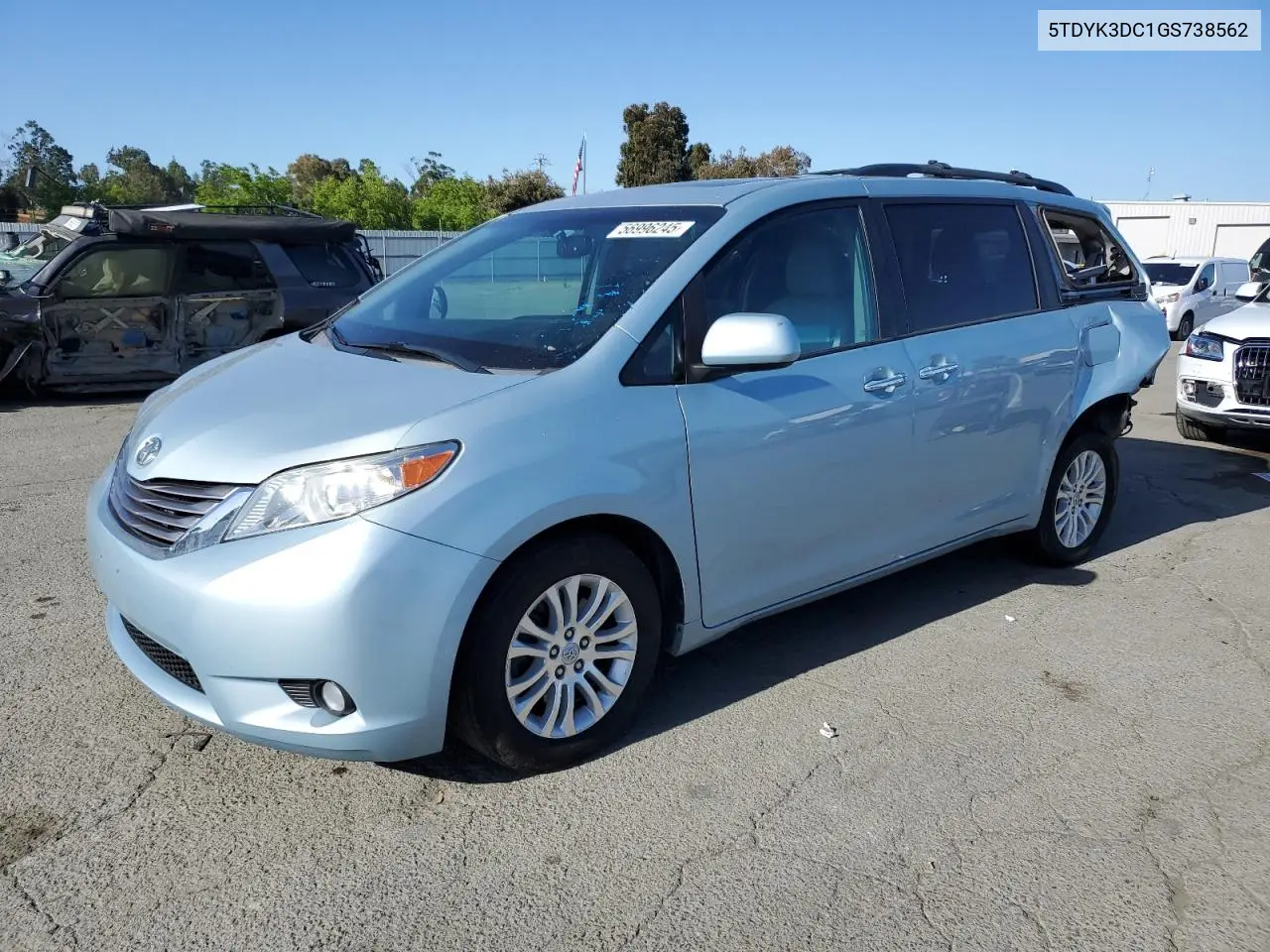 2016 Toyota Sienna Xle VIN: 5TDYK3DC1GS738562 Lot: 56996245