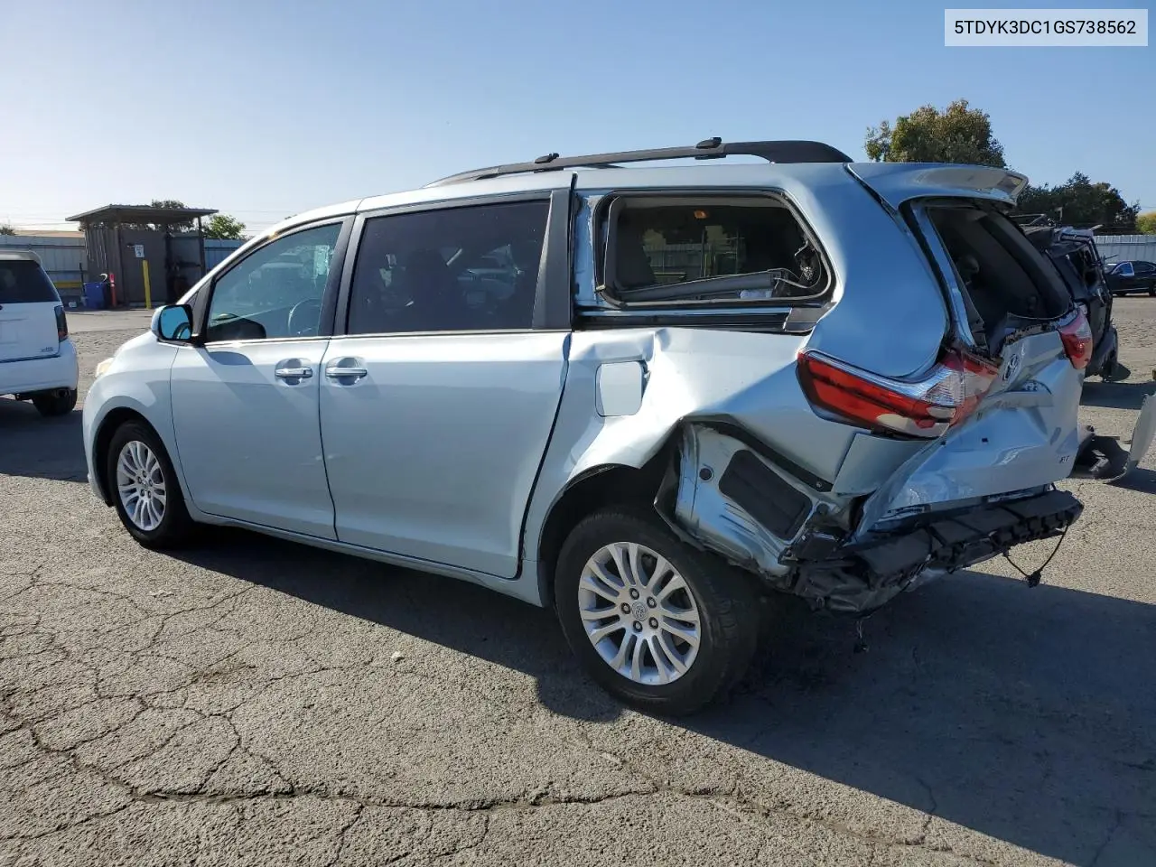 2016 Toyota Sienna Xle VIN: 5TDYK3DC1GS738562 Lot: 56996245
