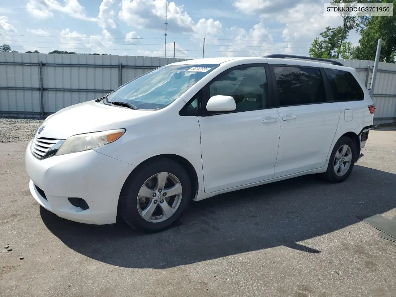 2016 Toyota Sienna Le VIN: 5TDKK3DC4GS701950 Lot: 63443995
