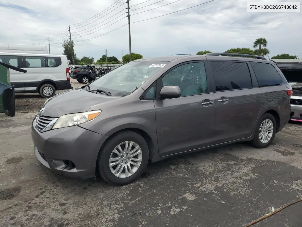 2016 Toyota Sienna Xle VIN: 5TDYK3DC2GS748842 Lot: 66277545