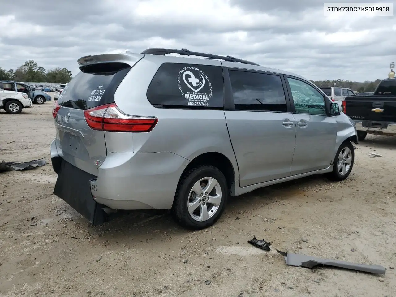 2019 Toyota Sienna Le VIN: 5TDKZ3DC7KS019908 Lot: 47618595