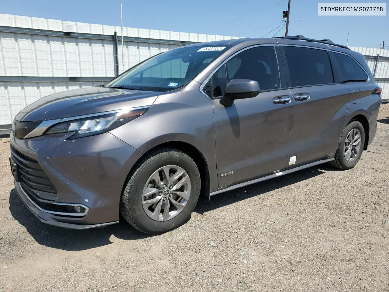 2021 Toyota Sienna Xle VIN: 5TDYRKEC1MS073758 Lot: 55964455